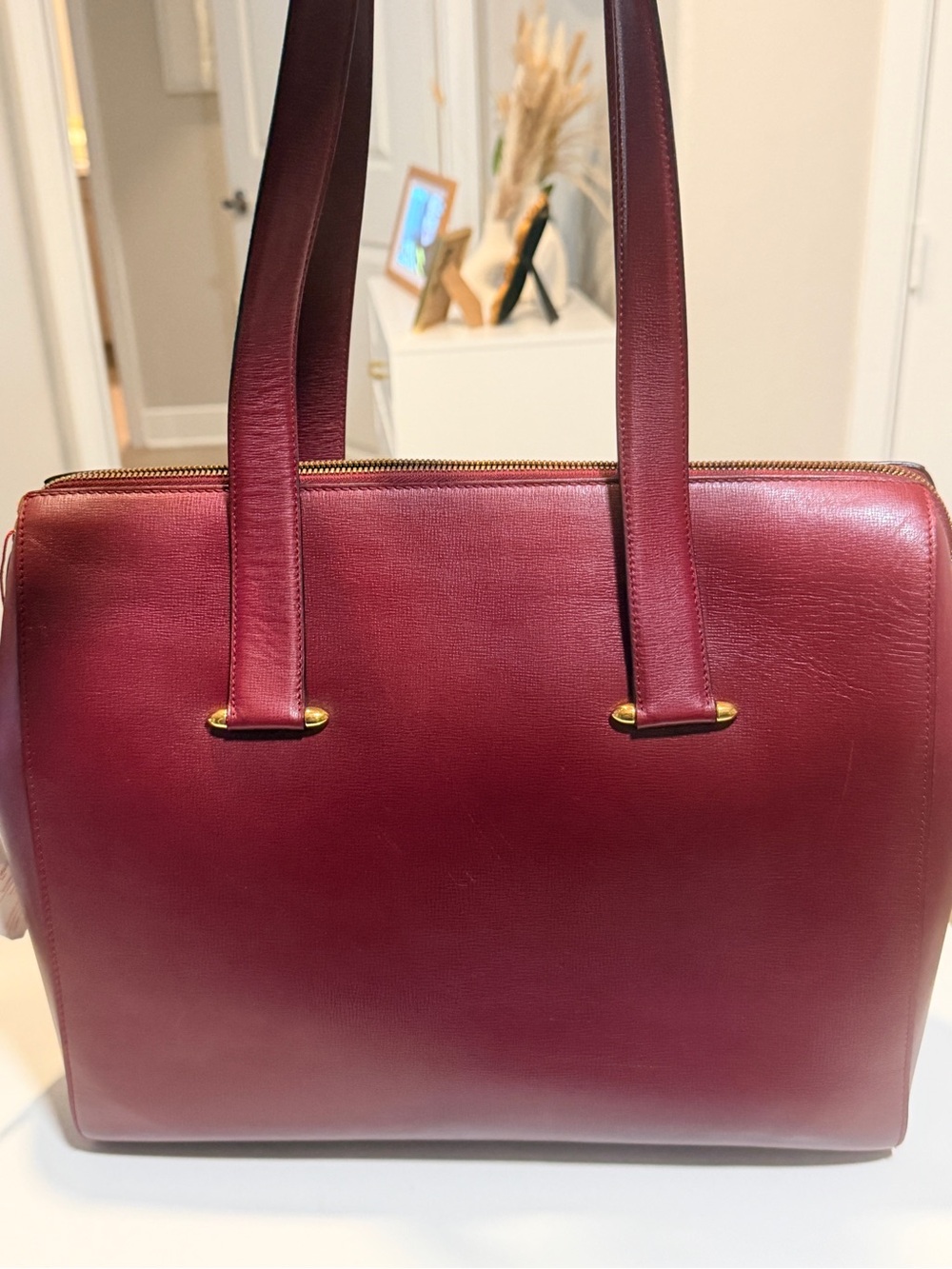 Must de Cartier Bordeaux Leather Bag Vintage Tote Authentic with Dust Bag & COA